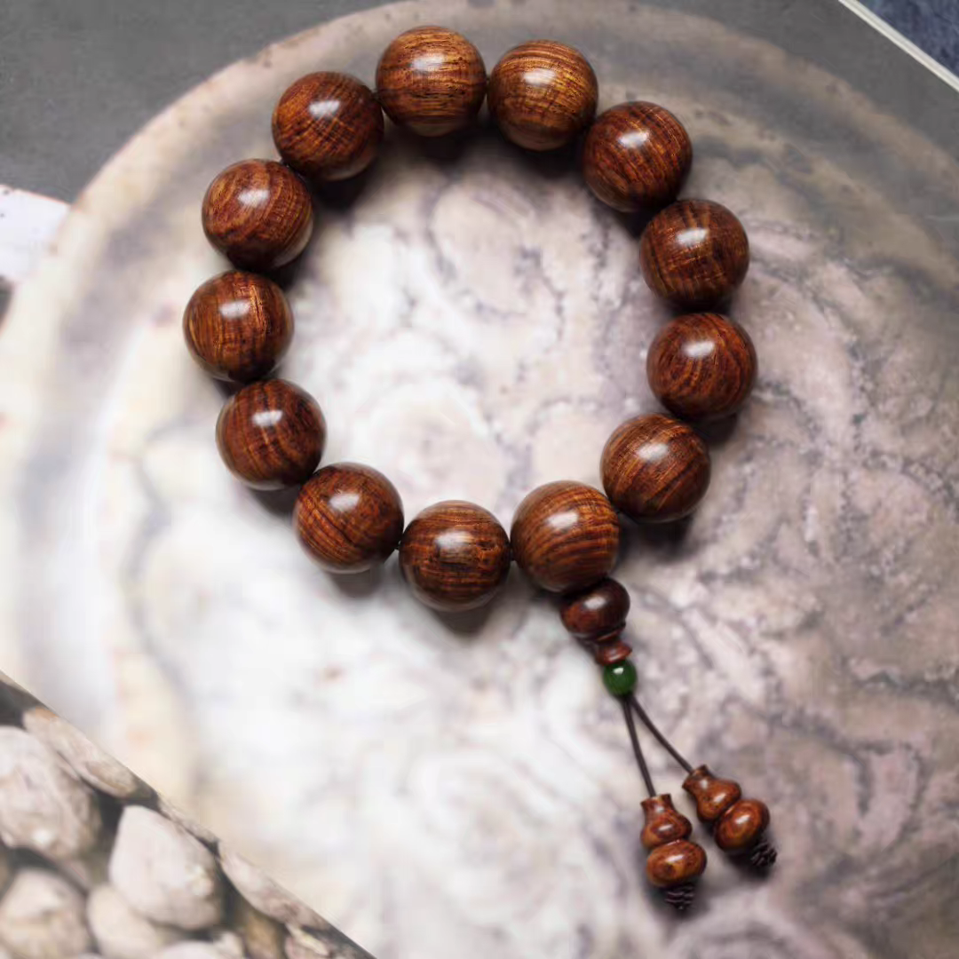 黄花梨水波纹油梨老料木质文玩多宝手串手工打磨送礼佳品